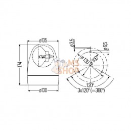 2RL007337001; HELLA; Gyrophare halogène, rond 12 V, ambre, à visser, Ø 130 mm x 174 mm, Rotafix Hella; pièce detachée