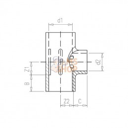 7025020; VDL; Pièce T en PVC 25x20x25mm; pièce detachée