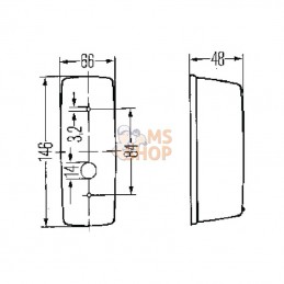 2BA001277021; HELLA; Clignotant rectangle 146x66mm 12/24V; pièce detachée