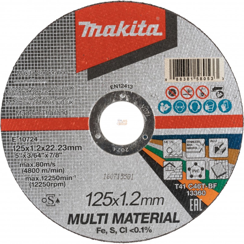 E-10724,DISQUE À TRONÇONNER 125MM MULTIMATERIAUX | MAKITA