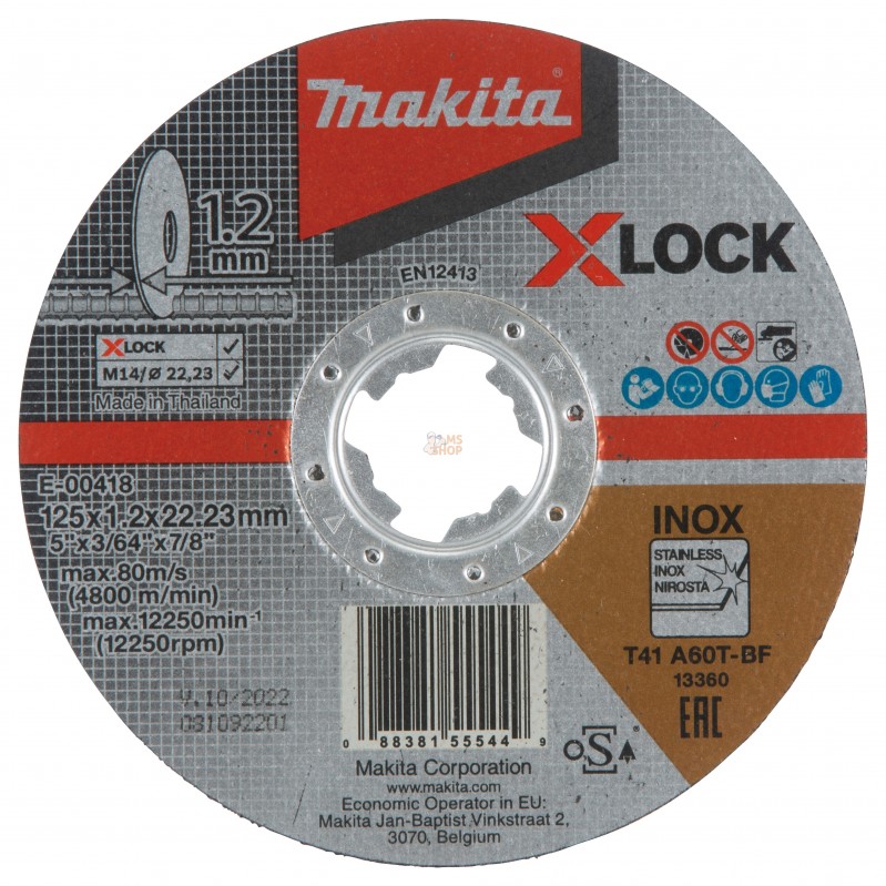 E-00418,DISC TRONC INOX  X-LOCK  125x1.2x22.23  A60T | MAKITA