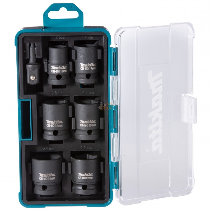 B-69733,COFFRET 6 DOUILLES 1/2''+ADAPTATEUR 1/4'' | MAKITA