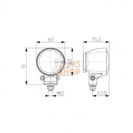 1G0996176111; HELLA; Phare de travail Modul 70 H3 H; pièce detachée