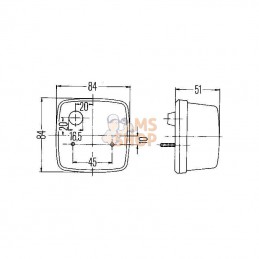 2BA003014111; HELLA; Clignotant carré orange 12V; pièce detachée