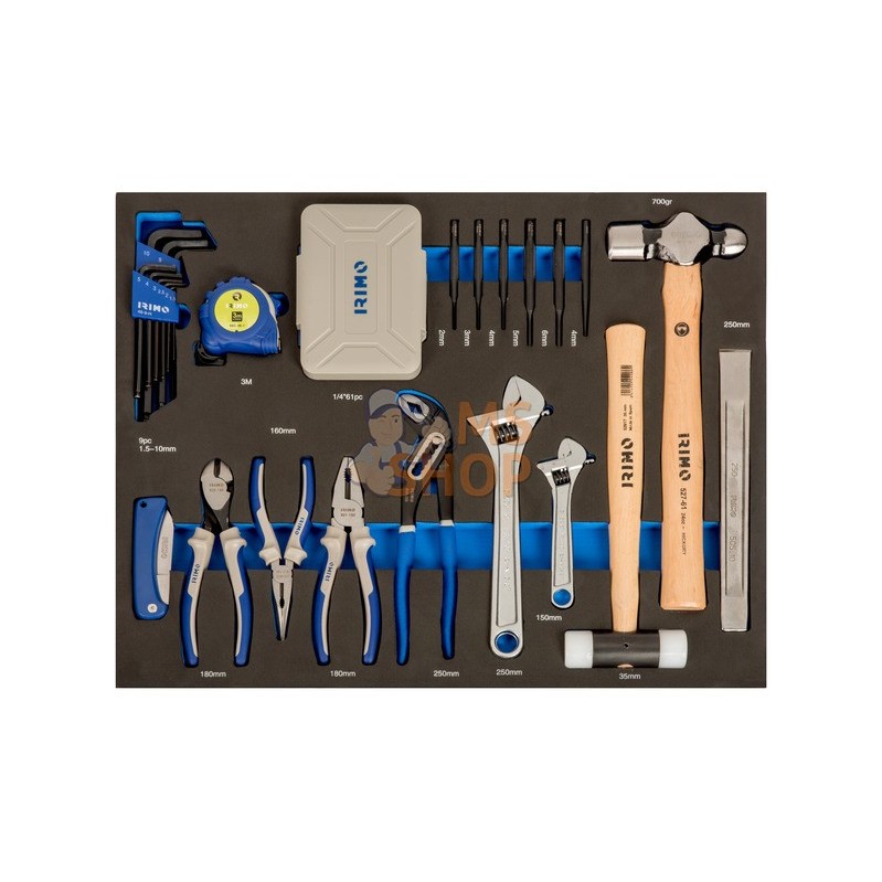 IFF1A005;IRIMO;Module mousse 3/3 : outils de frappe, de coupe, pinces et embouts - 87 pcs;pièce détachée