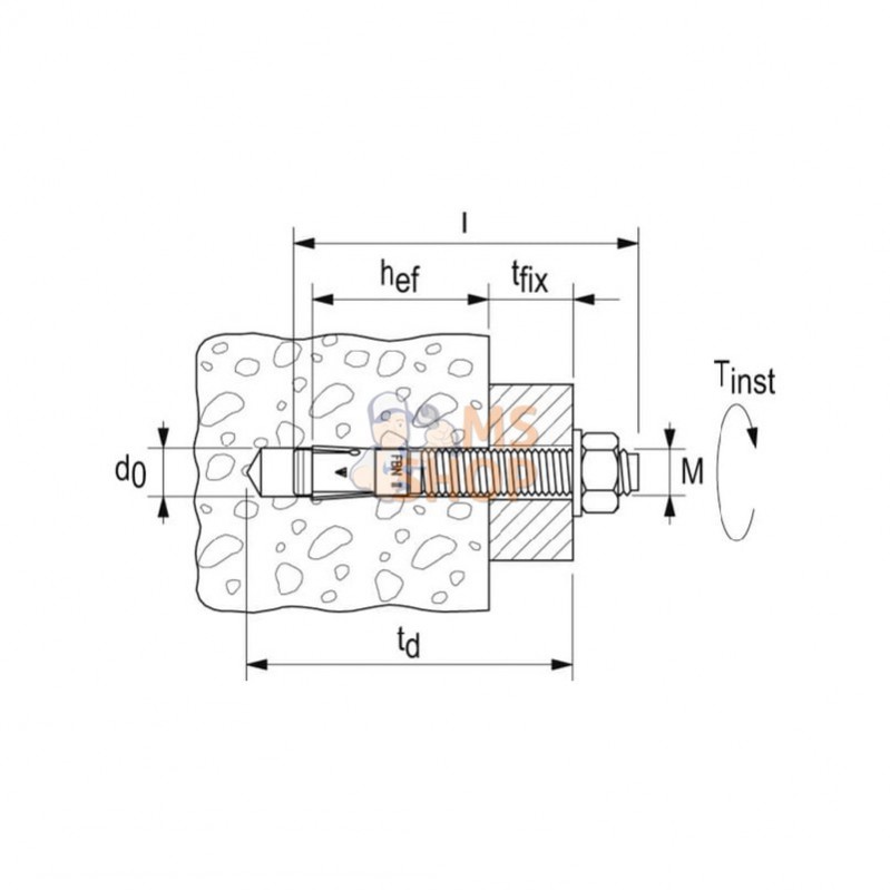 507570; FISCHER; Boulon d'ancrage FBN II 16/50R acier inoxydable 10x; pièce detachée