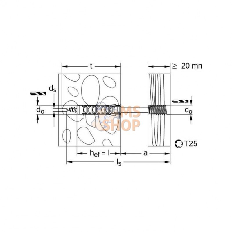 59052FIS; FISCHER; Vis d'écartement ASL 4,5x80 zinguée 100x; pièce detachée