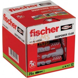 Chevilles tous matériaux DuoPower 12 x 60 sans vis / Boite de 25 | FISCHER Chevilles tous matériaux DuoPower 12 x 60 sans vis / 