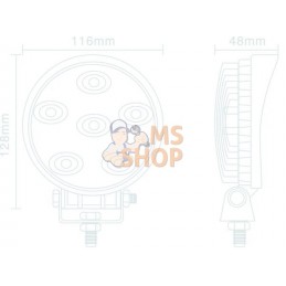 Phare de travail LED rond 18W 1440lm, 10/30V, Ø 110mm faisceau large 6 LED gopart | GOPART Phare de travail LED rond 18W 1440lm,