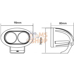 Phare de travail LED ovale 20W 1800lm 10/30V, 96x72x79mm, faisceau large 2 LED gopart | GOPART Phare de travail LED ovale 20W 18