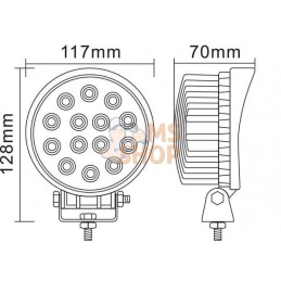 Phare de travail LED rond 42W 3360lm, 10/30V, Ø 117mm, faisceau large 14 LED gopart | GOPART Phare de travail LED rond 42W 3360l