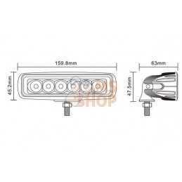 Phare de travail LED rectangulaire 18W 1440lm, 10/30V, 159.8x63mm longue portée 6 LED gopart | GOPART Phare de travail LED recta