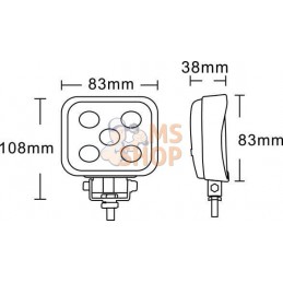 Phare de travail LED carré 15W 900lm, 10/30V, 80x38x83mm faisceau large 5 LED gopart | GOPART Phare de travail LED carré 15W 900