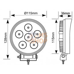 Phare de travail LED rond 27W 1850lm 10/30V faisceau large 6 LED gopart | GOPART Phare de travail LED rond 27W 1850lm 10/30V fai