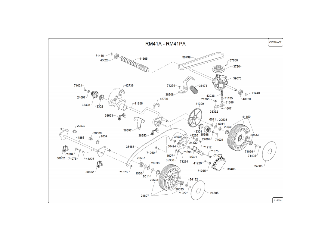 3 - TRANSMISSION-ROUES-HAUTEUR DE COUPE | RM41PA