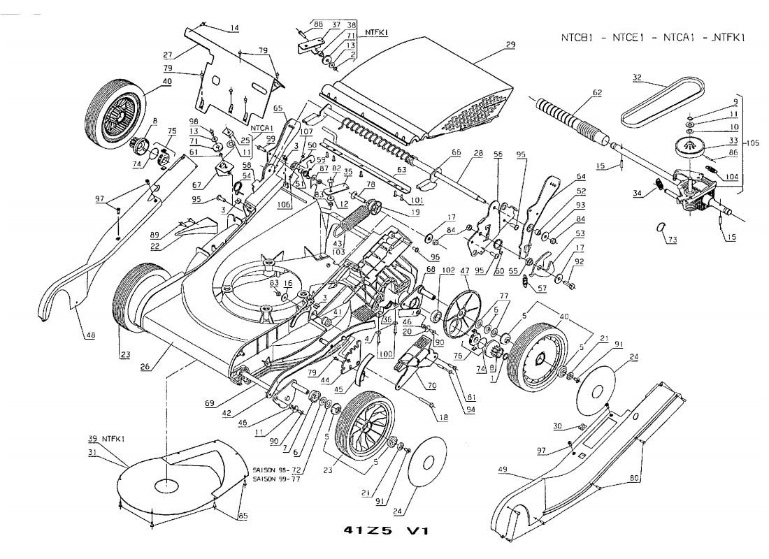 2 - CARCASSE-ROUES-HAUTEUR DE COUPE-SYSTEME DE TRACTION | NTCA1-98