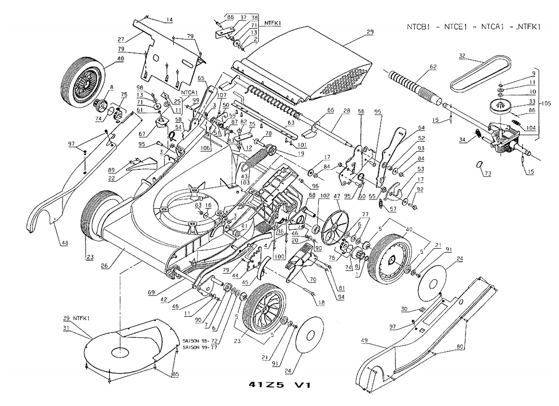 2 - CARCASSE-ROUES-HAUTEUR DE COUPE-SYSTEME DE TRACTION | NTCE1-98