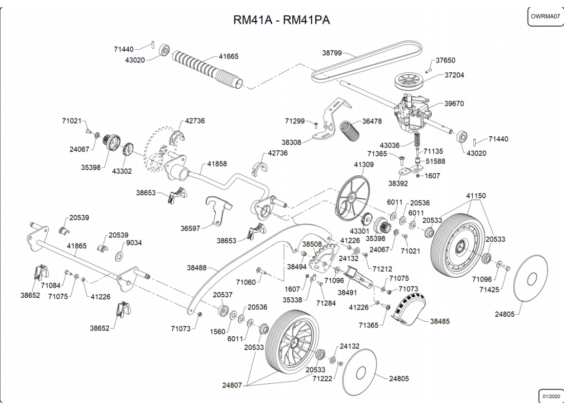 3 - TRANSMISSION-ROUES-HAUTEUR DE COUPE | RM41A