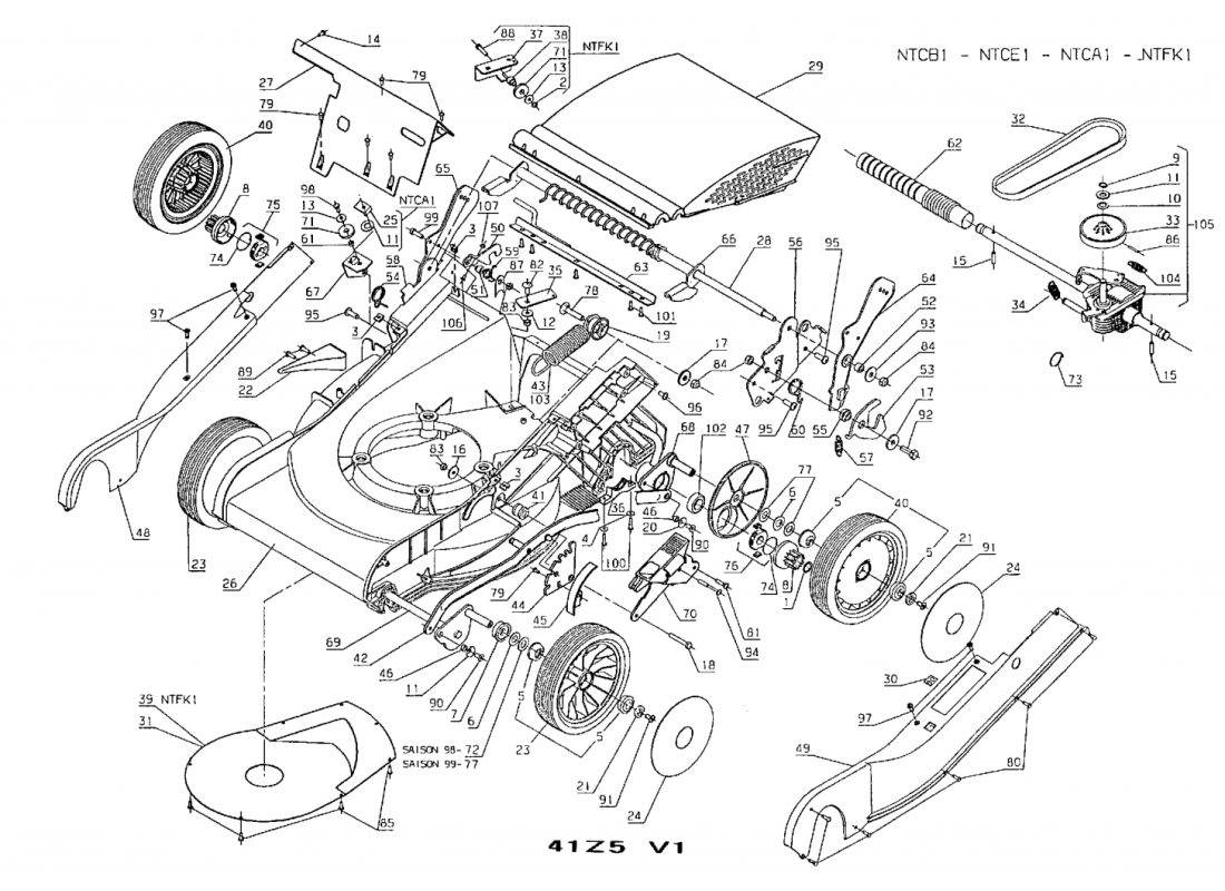 2 - CARCASSE-ROUES-HAUTEUR DE COUPE-SYSTEME DE TRACTION | NTCB1-98