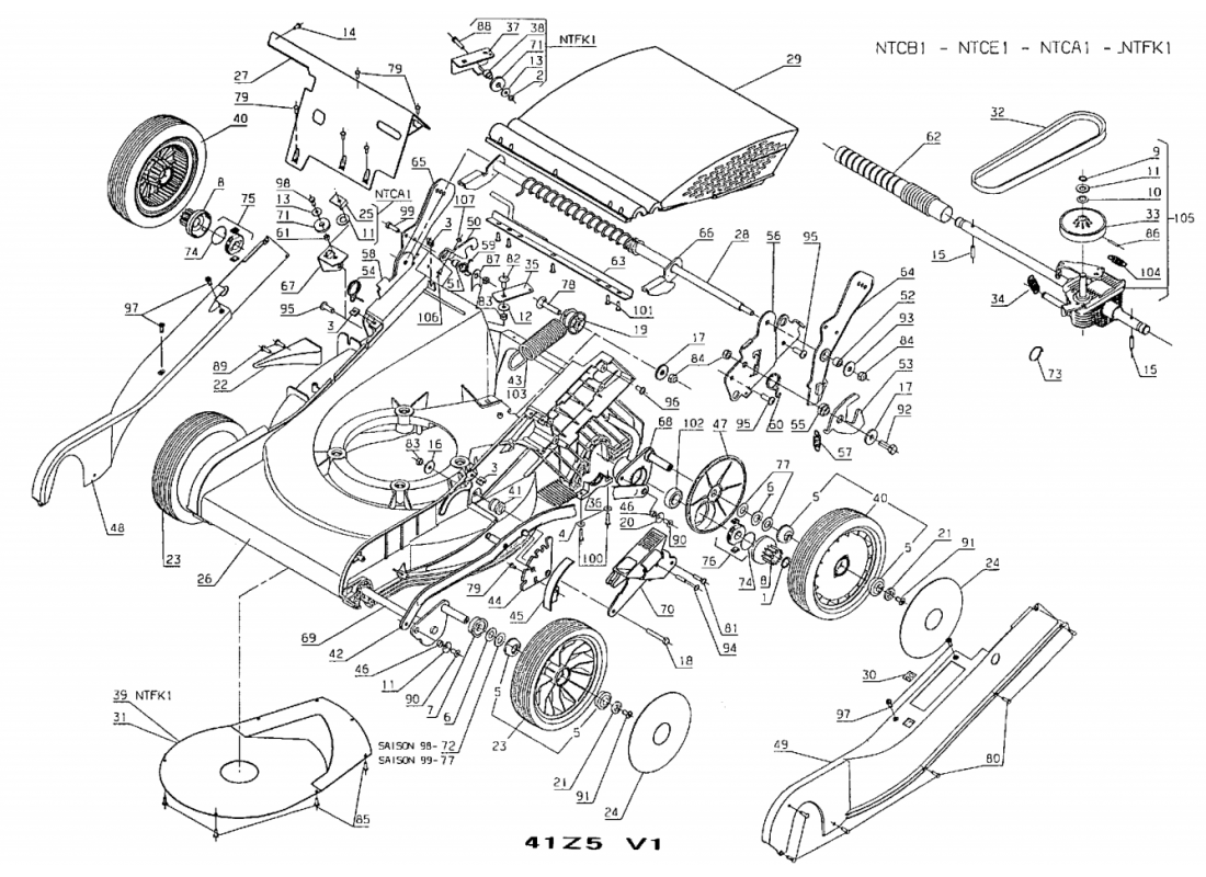 2 - CARCASSE-ROUES-HAUTEUR DE COUPE-SYSTEME DE TRACTION | NTFK1-98