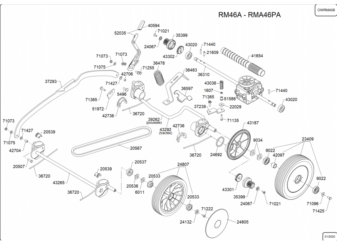 3 - TRANSMISSION-ROUES-HAUTEUR DE COUPE | RM46A