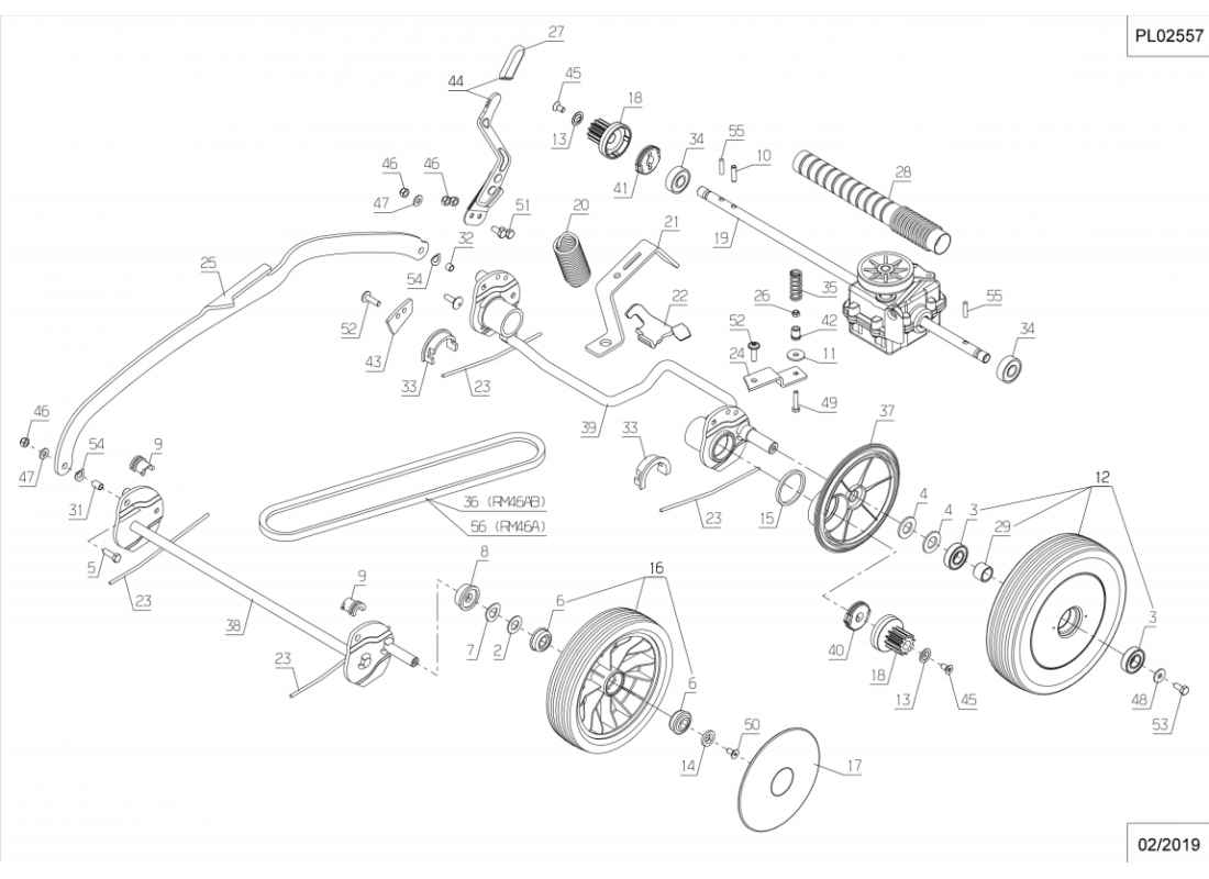 4 - TRANSMISSION-ROUES-HAUTEUR DE COUPE | RM46AB